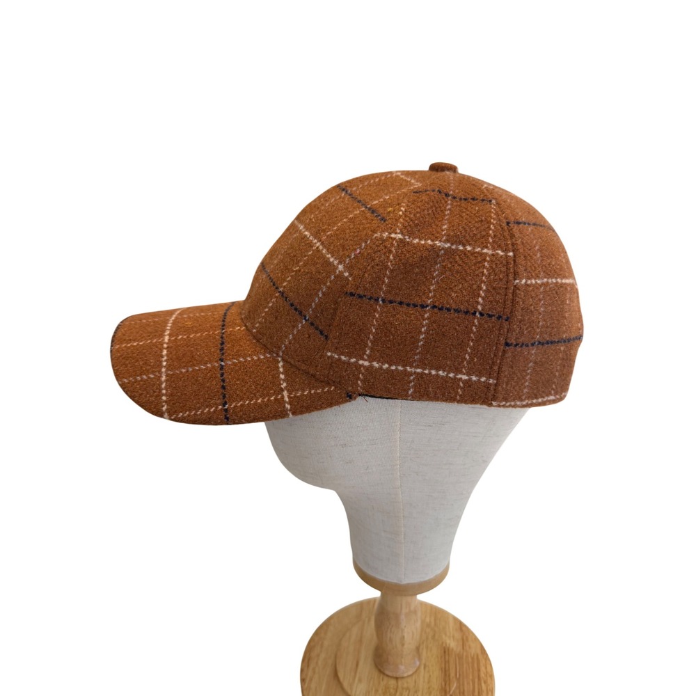 Lulla Collection Hat Rust Windowpane Plaid Baseball Cap OS Adjustable Autumn